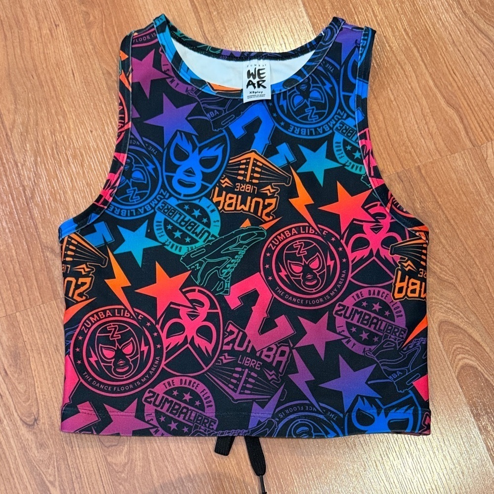Zumba Libre High Neck Crop Tank With Back Details